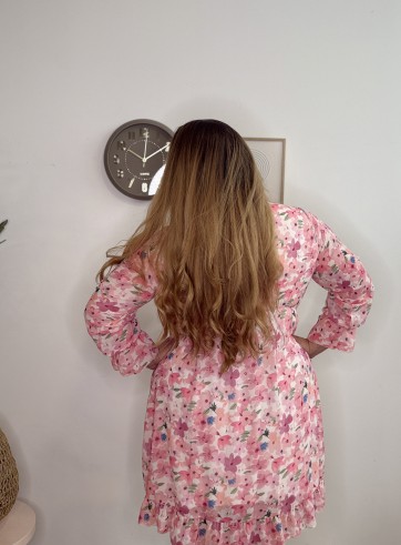 Robe courte fleurie Mao verte grande taille pas cher