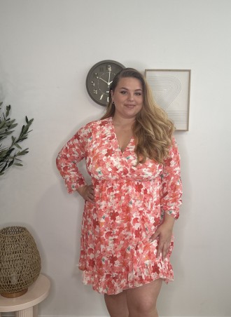 Robe courte fleurie Mao verte grande taille pas cher