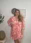 Robe courte fleurie Mao corail