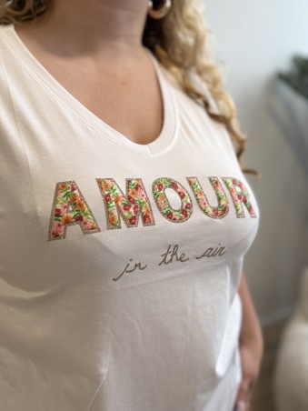 Tee shirt amour in the air blanc