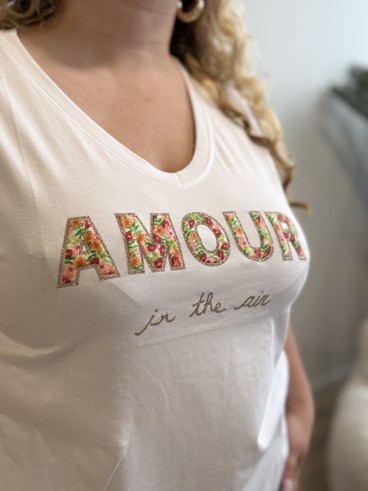 Tee shirt broderie amour in the air grande taille