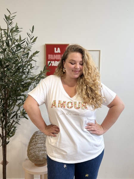 Tee shirt broderie amour in the air grande taille
