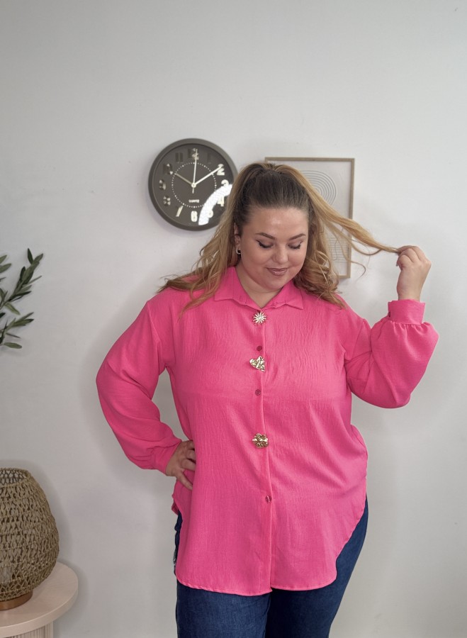 Chemise fluide broches fuschia