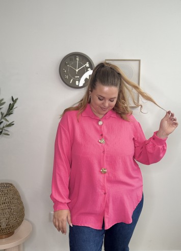 Chemise fluide broches fuschia grande taille