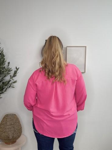 Chemise fluide broches fuschia grande taille