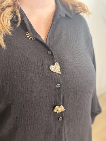 Chemise fluide avec broches dorées grande taille