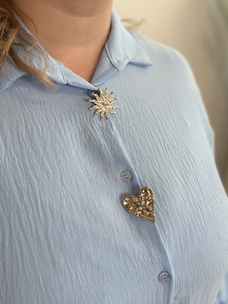 Chemise fluide broches bleu