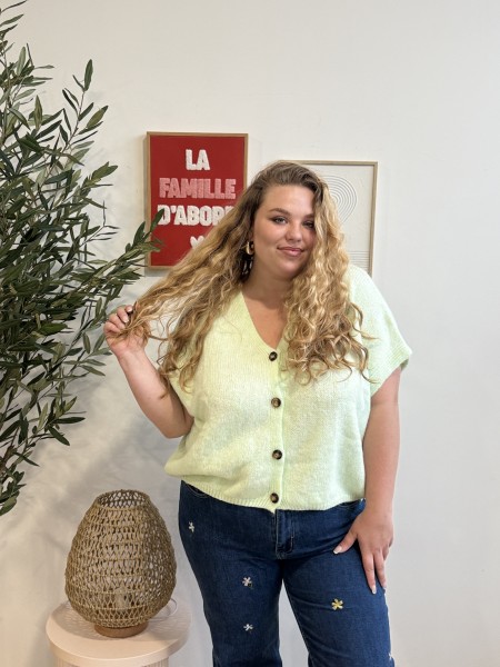 Gilet trois-quarts ample rose grande taille