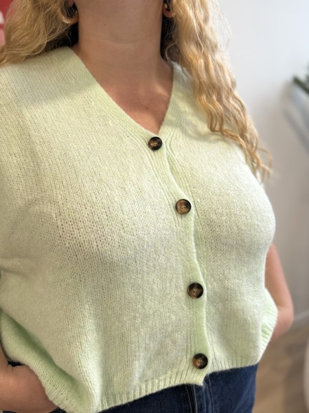 Gilet trois-quarts ample vert d'eau