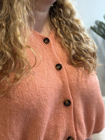 Gilet trois-quarts ample rose grande taille