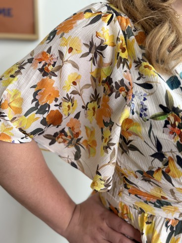 Robe longue floral Natalia jaune grande taille