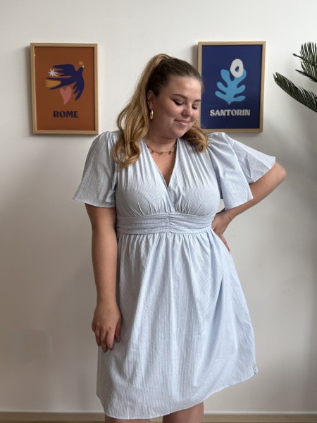 Robe courte en coton à rayures