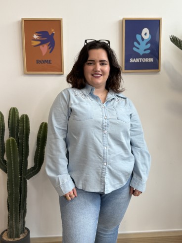 Chemise effet jeans poincons grande taille