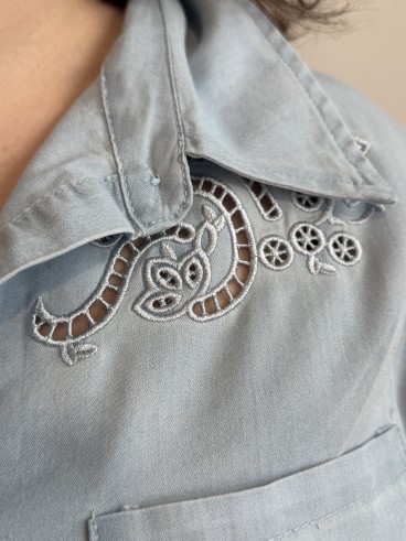 Chemise effet jeans poincons grande taille