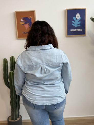 Chemise effet jeans poincons grande taille