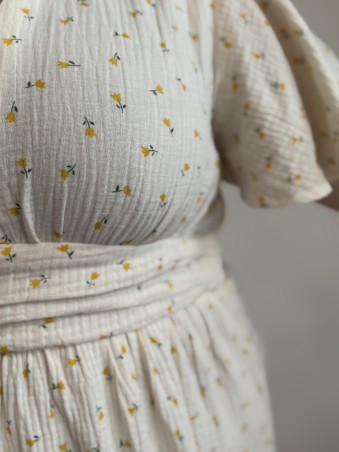 Robe courte coton mini tulipes