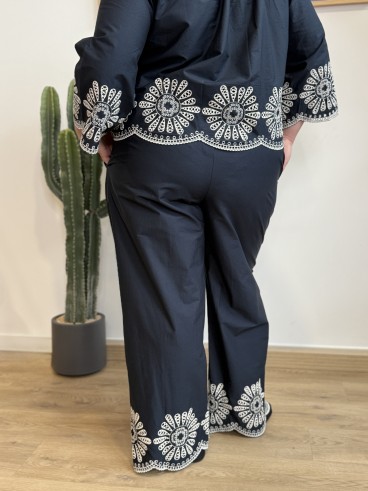 Chemise coton broderie bas bleu