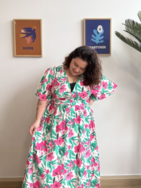 Robe longue floral Ophelia Fuschia