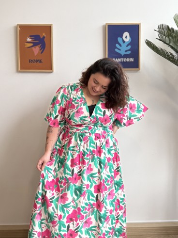 Robe longue floral Ophelia Fuschia