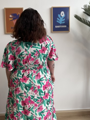 Robe longue floral Ophelia Fuschia