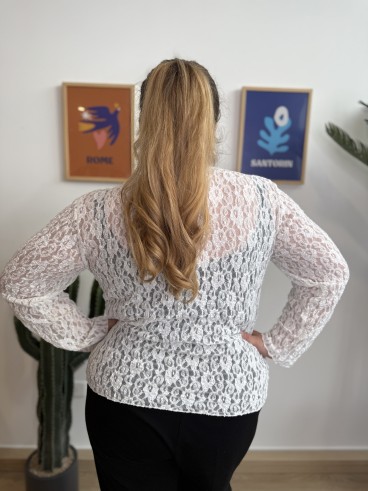 Top tout en dentelle blanc