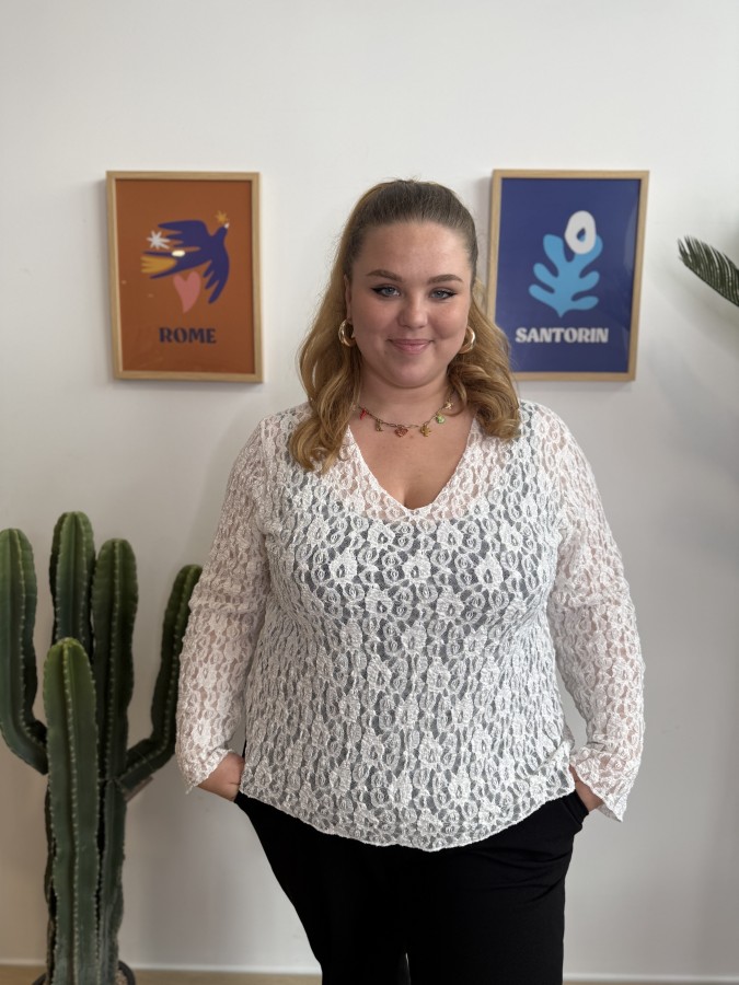 Top tout en dentelle blanc