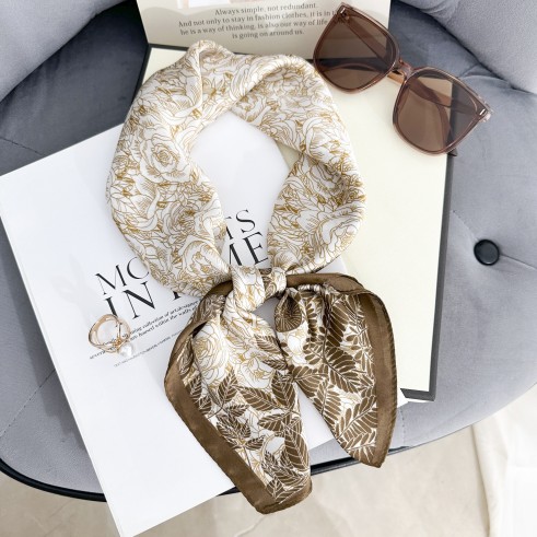 Carré effet soie 70x70cm Jungle marron