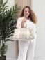 Sac polochon en coton imprimé floral blanc AMOUR