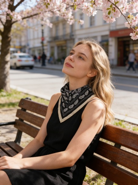 Carré effet soie 70x70cm virgule noir