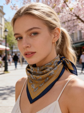 Carré effet soie 70x70cm virgule marine