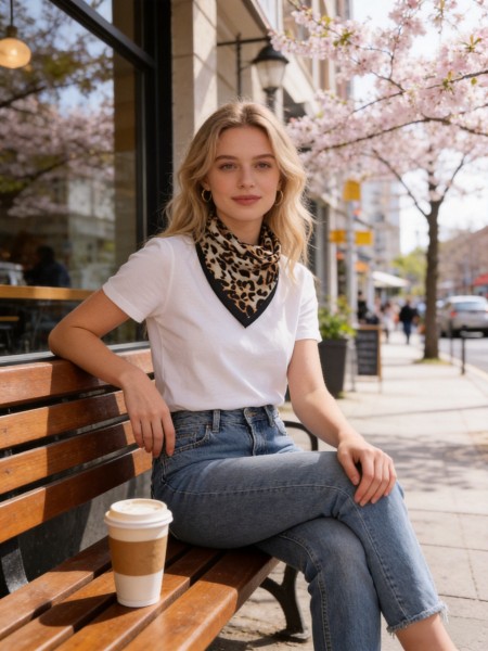 Carré effet soie 70x70cm léopard n°2 beige