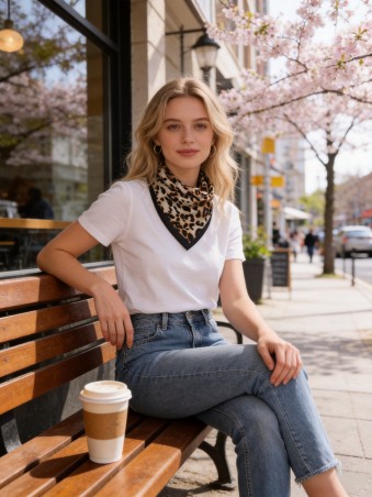 Carré effet soie 70x70cm léopard n°2 beige