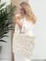 Sac cabas en coton imprimé floral blanc AMOUR