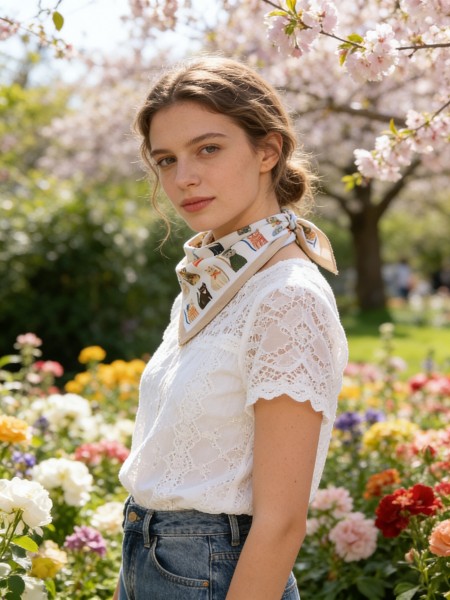 Carré effet soie 70x70cm chats taupe