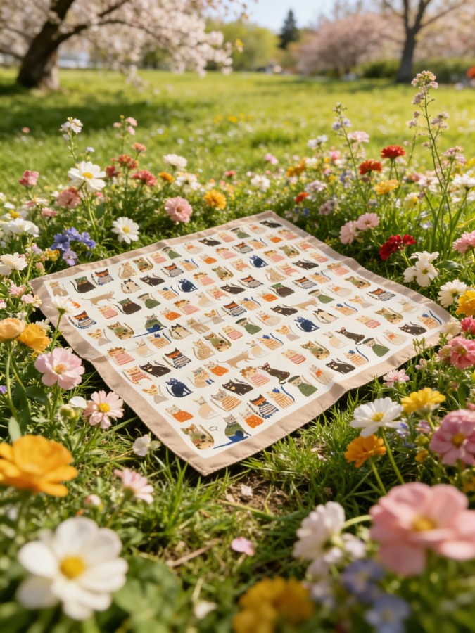 Carré effet soie 70x70cm chats taupe