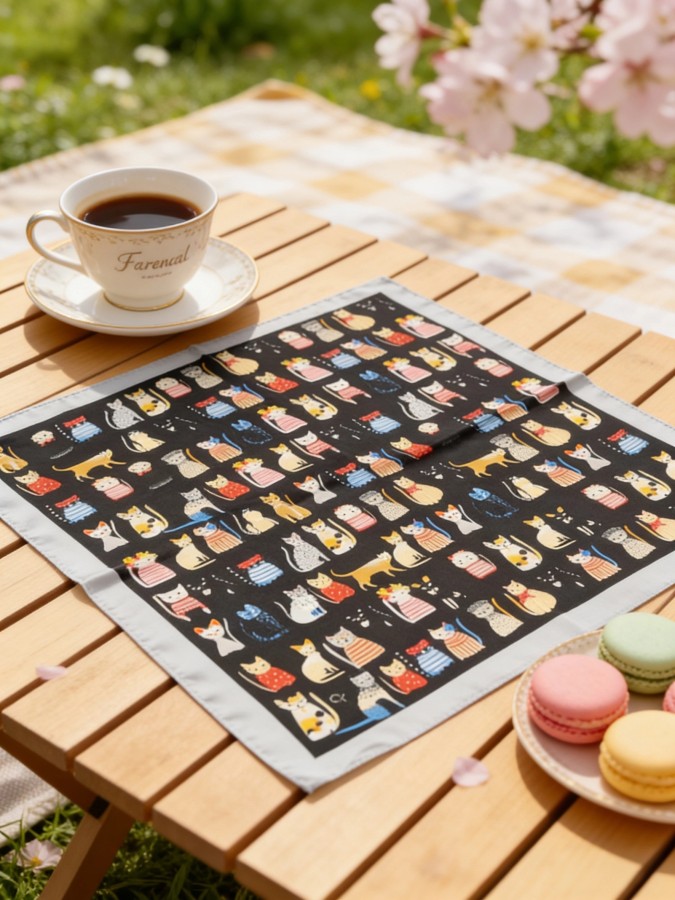 Carré effet soie 70x70cm chats noir