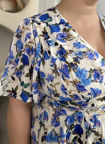 Robe Longue Floral Natalia Bleu grande taille