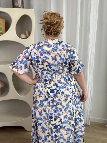 Robe Longue Floral Natalia Bleu