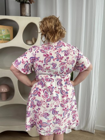 Robe Courte Fluide Motif Violet grande taille