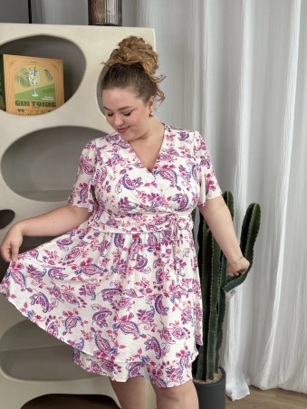 Robe Courte Fluide Motif Violet grande taille