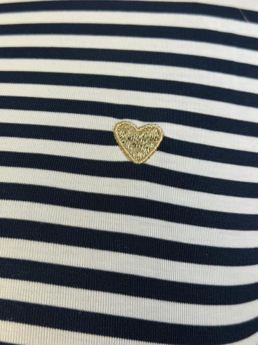 Top marinière coeur brodé