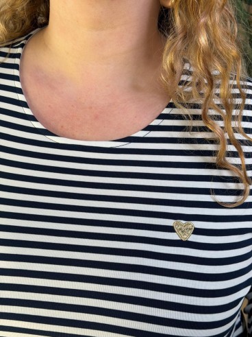 Top marinière coeur brodé