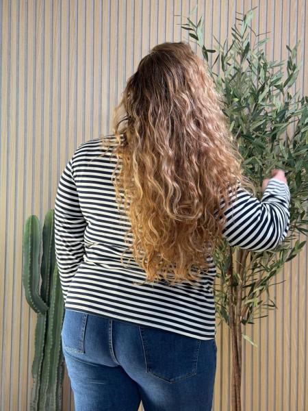 Top marinière coeur brodé