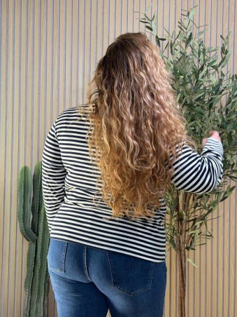 Top marinière coeur brodé