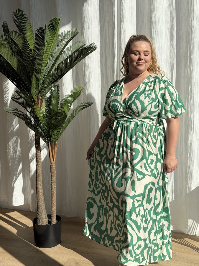 Robe Longue Fluide Labyrinthe vert