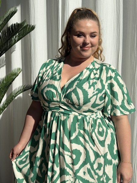 Robe Longue Fluide Labyrinthe vert