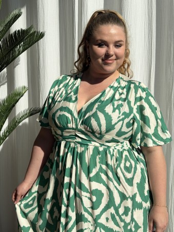 Robe Longue Fluide Labyrinthe vert