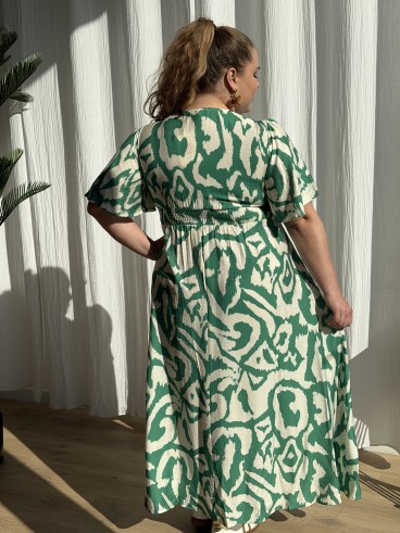 Robe Longue Fluide Labyrinthe vert grande taille