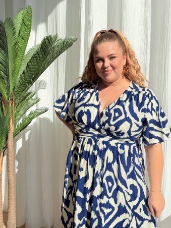 Robe Longue Fluide Labyrinthe bleu