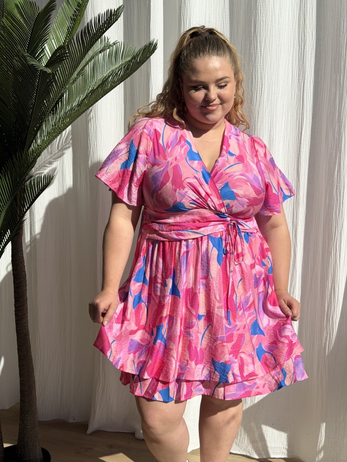 Robe courte fluide fuchsia Violette